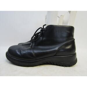 Drew Womens Size 6.5 WW Wide Width Black Leather Lace Up Ankle Boot Booties